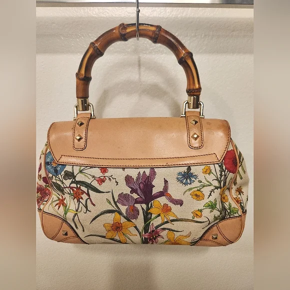 Gucci Flora Nailhead Bamboo Vintage Bag - Picture 3 of 9